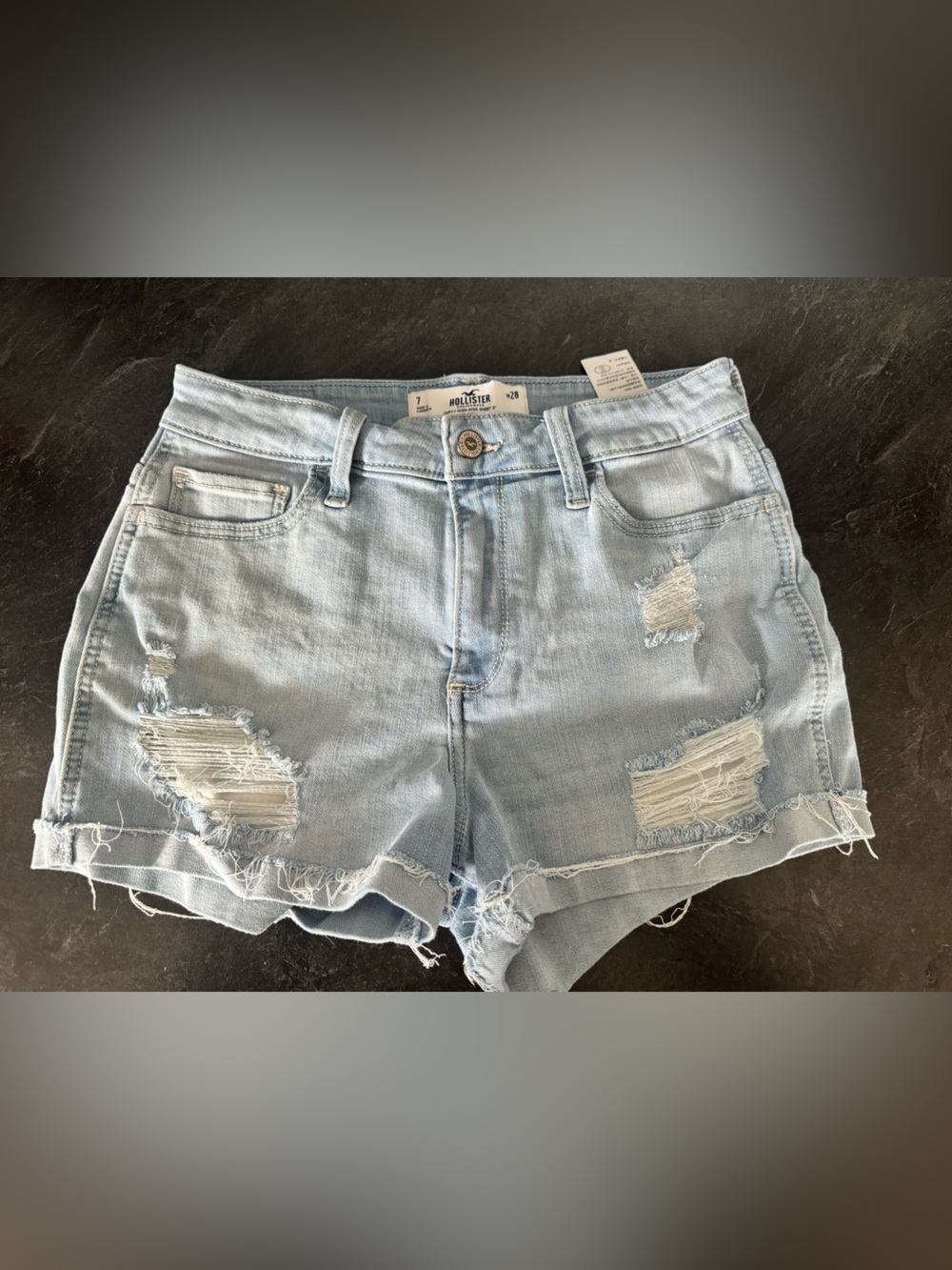 Hollister Light Wash Ripped Denim Shorts